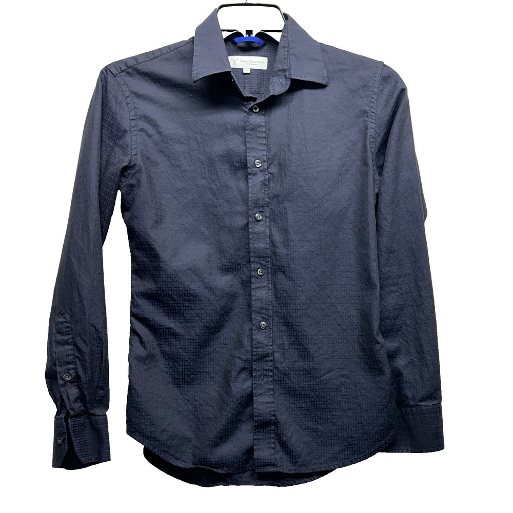 Teddy Stratford Men's Size 0 Blue Cotton Check Button Up Shirt (C5)